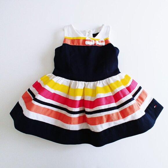 Tommy Hilfiger Textured Sleeveless Multi-Colour Stripe Dress size 3-6 Months - Picture 2 of 13